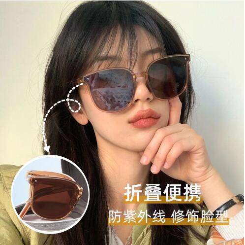 折叠墨镜女气垫TR90茶色眼镜防紫外线2022新款开车防晒偏光太阳镜